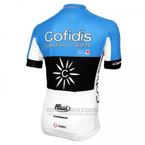 2016 Fahrradbekleidung Cofidis Azurblau und Shwarz Trikot Kurzarm und Tragerhose